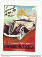 Cp , Collection LES ANCÊTRES DE L'AUTOMOBILE , Vierge  , CHENARD-WALCKER , La Nouvelle 8 Cyl. 1937 - Turismo