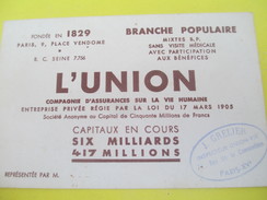 Carte Commerciale/L'Union/Cie D'Assur Sur La Vie Humaine/Branche Populaire/Place Vendôme/Paris/vers 1960-70     CAC64 - Bank En Verzekering