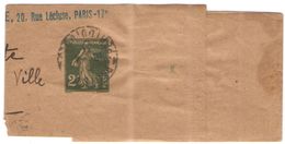 FRANCIA - France - 1934 - 2c - ENTIER POSTAL - BANDE DE JOURNAL - Wrapper - Viaggiata Da Paris Per Lyon, France - Bandas Para Periodicos