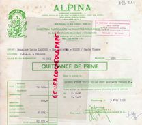 67- STRASBOURG- FACTURE ASSURANCES ALPINA- INDUSTRIA-ZURICH-PARIS-21 RUE FRANCS BOURGEOIS- 1958-LAGORCE NEXON - Bank & Insurance