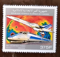 COMORES, Trains, TGV, Tren,  Concorde, Yvert N° 518  ** MNH - Treinen