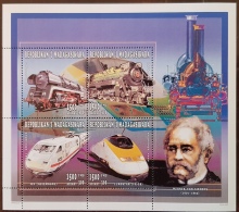 MADAGASCAR, Trains, TGV, Tren, Siemens, Feuillet 4 Valeurs Emis En 1993  ** MNH - Trains