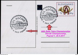 676-SLOVAKIA Postcard Special Cancelation 44th Rally Tatra Championship, Slovak Championship, Poprad 1, 2017 - Cars