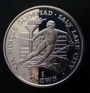 ISLE OF MAN 1 CROWN 2002 SILVER PROOF "Olympics - Salt Lake" Free Shipping Via Registered Air Mail - Île De  Man