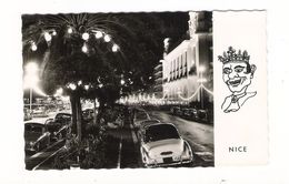 ALPES-MARITIMES  /  NICE  /  LA PROMENADE DES ANGLAIS , LA NUIT ( Automobiles Années 50 , Dont Une Immatriculée USA ) - Niza La Noche