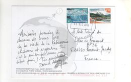 Beaux Timbres , Stamps " Glacier , Terre De Feu " , Sur Carte De Patagonie Du 03/12/12 , Trou D'épingle: Voir Scan - Storia Postale