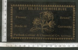 India 1960's Flower Brand Dyeing &amp; Chemical Germany Print Label # L9 - Autres