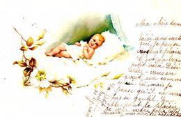 Bébé - Fleurs - 1902 - Lit - Naissance