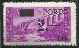 ISTRIA E LITORALE SLOVENO 1946 SEGNATASSE VARIETA VARIETY POSTAGE DUE TAXE SURCHARGED PORTO LIRE 2 MLH - Occup. Iugoslava: Litorale Sloveno