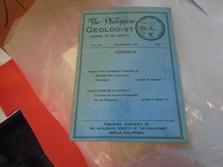 THE PHILIPPINE GEOLOGIST Journal Of The Society  VOL XVI     SEPT 1962    N° 3   CONTENTS (VOIR PHOTOS) - Earth Science