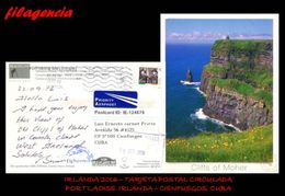 EUROPA. IRLANDA. ENTEROS POSTALES. TARJETA POSTAL CIRCULADA 2016. PORTLAOISE. IRLANDA-CIENFUEGOS. CUBA. PESCA - Cartas & Documentos