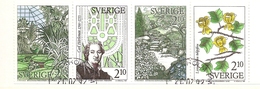 Sweden Sverige 1987 Swedish Botanical Gardens Strip From Stamp Booklet Cancelled Architect Härlemann Tulip Tree - Autres & Non Classés