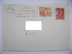 Cover OSLO 1959, Machine Cancel Slogan Stott Landsforeningen Mot Kreft Postgirokonto, Amundsen 55 + Haakon 35 Ore - CSSR - Covers & Documents