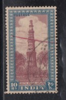 India  1949 -  10 Rs  Light Blue   SG 323a  Archeology   Qutub Minar ..Used    #   02290 D  Inde Indien - Used Stamps