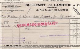 87-LIMOGES- FACTURE IMPRIMERIE GUILLEMOT & DE LAMOTHE-S.A. JOURNAUX PUBLICATIONS DU CENTRE-18 RUE TURGOT-PARIS - Druck & Papierwaren