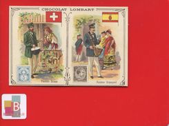 Chocolat Lombart Chromo GOUWELOOS FACTEUR PAYS SUISSE ESPAGNE ESPAGNOL TORERO LETTRE TIMBRE SACOCHE - Lombart