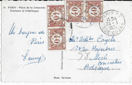 1951 - CARTE De PARIS NON AFFRANCHIE  => BRUXELLES (BELGIQUE) Avec TAXE - Lettres & Documents