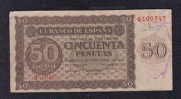 EDIFIL 420a.   50 PTAS 21 DE NOVIEMBRE DE 1936 SERIE G. CONSERVACIÓN MBC - 50 Peseten