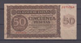 EDIFIL 420a.   50 PTAS 21 DE NOVIEMBRE DE 1936 SERIE J. CONSERVACIÓN MBC - 50 Peseten