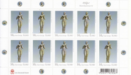 Iceland 2012 MNH Minisheet Of 10 Statue Nina Saemundsson - Visual Arts III - Blocks & Kleinbögen