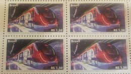 L) 2017 BRAZIL, PUBLIC TRANSPORT, TRAINS, SERIES MERCOSUR, MULTIPLE STAMPS, MNH - Unused Stamps