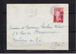 GILLES 15F+5F Croix Rouge Sur Lettre De MONTESSON Seine Et Oise Le 6 4 1957 Pour BOULOGNE Sur MER  Seul Sur Lettre - Croce Rossa