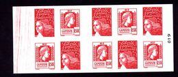 France Carnet 1512 Neuf ** MNH VARIETE Traces Rouges Essuyage Mariannes Luquet Et Alger - Cuadernillos