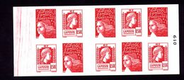 France Carnet 1512 Neuf ** MNH VARIETE Traces Rouges Essuyage Mariannes Luquet Et Alger - Libretti