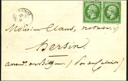 PC 2194 / N° 12 Paire Vert Foncé Sur Vert Càd T 15 MOUY-DE-L'OISE (58) Sur Imprimé Pour Béthune. 1855. - TB. - 1853-1860 Napoléon III