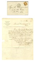 Losange D / N° 13 (pd) Avec Très Rare Surcharge Bleue DUCEL, Càd De Distribution Sur Lettre Avec Texte Et En-tête De La  - 1853-1860 Napoléon III.