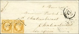 PC 1091 / N° 13 Paire (nuance Citron) Càd T 15 DERVAL (42) Sur Enveloppe Avec Texte Pour Chateaubriant. 1858. - TB. - 1853-1860 Napoléon III.