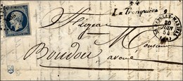 PC 3430 / N° 15 Cursive 44 / La Tronquière Et Càd T 15 LA CAPELLE-MARIVAL (44) Sur Lettre Du 30 Juin 1854 (dernier Jour  - 1853-1860 Napoléon III.