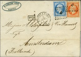 Losange NP / N° 14 + 16 Càd NANTES A PARIS Sur Lettre 2 Ports Pour Amsterdam. 1858. - SUP. - 1853-1860 Napoléon III