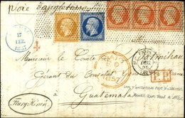 Rouleau De Pointillés / N° 13 + 14 + 16 (bande De 3, 1 Ex. Pd) Càd PARIS (60) 31 DEC. 56 Sur Lettre Pour Le Guatemala, A - 1853-1860 Napoléon III