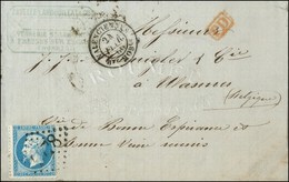GC 4078 / N° 22 Càd T 15 VALENCIENNES / BTE MOBLE Sur Lettre Au Tarif Frontalier De Fresnes Pour Wasmes (Belgique). 1866 - 1862 Napoléon III.