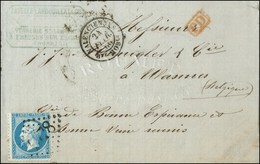 GC 4078 / N° 22 Càd T 15 VALENCIENNES / BTE MOBLE Sur Lettre Au Tarif Frontalier De Fresnes Pour Wasmes (Belgique). 1866 - 1862 Napoléon III