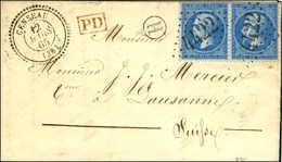 GC 4422 / N° 22 Paire Càd T 22 CENSEAU (38) B. RUR. H Sur Lettre Avec Texte Daté De Mignovillard. 1865. - SUP. - 1862 Napoléon III.