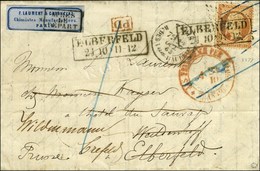 Etoile 7 / N° 23 Càd PARIS / R. DES Vlles HAUDRtes Sur Lettre Pour Elberfeld Réexpédiée à Crefeld, Cachet Encadré ELBERF - 1862 Napoléon III.