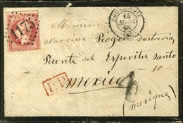 GC 1175 / N° 32 Càd T 15 COURBEVOIE (60) Sur Lettre Pour Mexico, Au Recto Taxe Tampon 4 Pour Le Trajet Intérieur, Au Ver - 1862 Napoléon III.