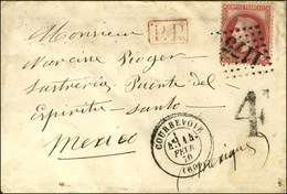 GC 1175 / N° 32 Càd T 17 COURBEVOIE (60) Sur Lettre Pour Mexico, Au Recto Taxe Tampon 4 Pour Le Trajet Intérieur, Au Ver - 1863-1870 Napoleon III Gelauwerd