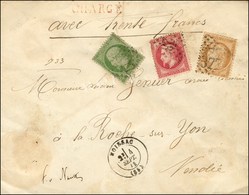 GC 2377 / N° 20 + 32 + 36 (timbres Récupérés Par Le Postier) Càd MOISSAC (85) 4 SEPT. 71 Sur Lettre Chargée (descriptif  - 1863-1870 Napoléon III Con Laureles