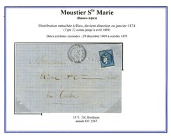 GC 2567 / N° 45 Bleu Très Foncé Càd T 23 MOUSTIERS-Ste-MARIE (5). 1871. - TB / SUP. - R. - 1870 Emission De Bordeaux