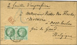 Càd PARIS / R. DE BOURGOGNE / N° 53 Paire Sur Bande D'imprimé Pour La Belgique, Au Recto Mention Manuscrite '' 2 Feuille - 1871-1875 Ceres