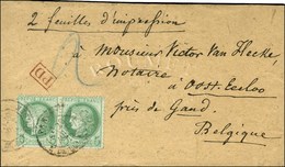 Càd PARIS / R. DE BOURGOGNE / N° 53 Paire Sur Bande D'imprimé Pour La Belgique, Au Recto Mention Manuscrite '' 2 Feuille - 1871-1875 Cérès