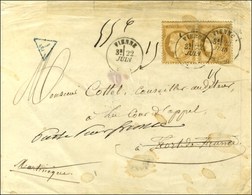 Càd T 16 VIENNE (37) / N° 55 Paire Sur Lettre Insuffisamment Affranchie Pour Fort De France Réexpédiée à St Pierre, Au R - 1871-1875 Ceres