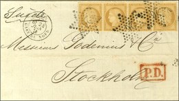 Etoile 26 / N° 59 Bande De 4 Càd PARIS / GARE DU NORD Sur Lettre Pour Stockholm. 1873. - TB / SUP. - R. - 1871-1875 Ceres