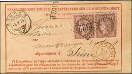 GC 252 / N° 58 Paire Sur Avis De Réception, Au Recto Càd Suisse MOUDON Et Càd D'entrée Rouge SUISSE AMB. M. CENIS. 1875. - 1871-1875 Ceres