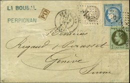 GC 2818 / N° 25 + 41 + 60 Càd T 17 PERPIGNAN (65) Sur Lettre Pour Genève. 1871. - TB. - R. - 1871-1875 Ceres