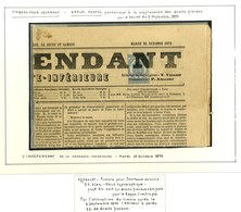 Oblitération Typo / Timbre Journal N° 8 Sur Journal Entier ' L'Indépendant De Charente Inférieure ' Daté Du 25 Octobre 1 - Newspapers