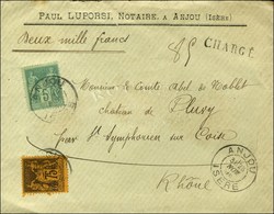 Càd ANJOU / ISERE / N° 75 + N° 99 Sur Lettre Chargée Au 1er échelon. 1896. - TB. - 1876-1878 Sage (Type I)